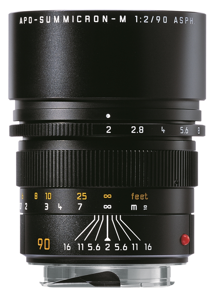 Leica APO-Summicron-M 90 mm f/2 ASPH. Teleobjektiv in Schwarz – Seitenansicht