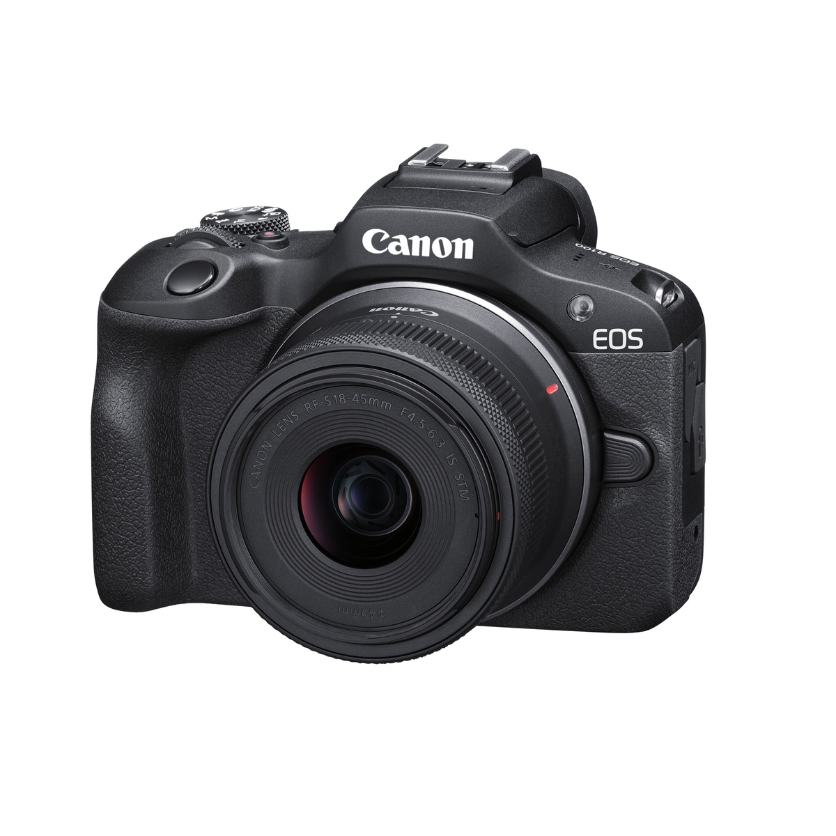 Canon EOS R50 spiegellose APS-C-Systemkamera in Schwarz mit Objektiv