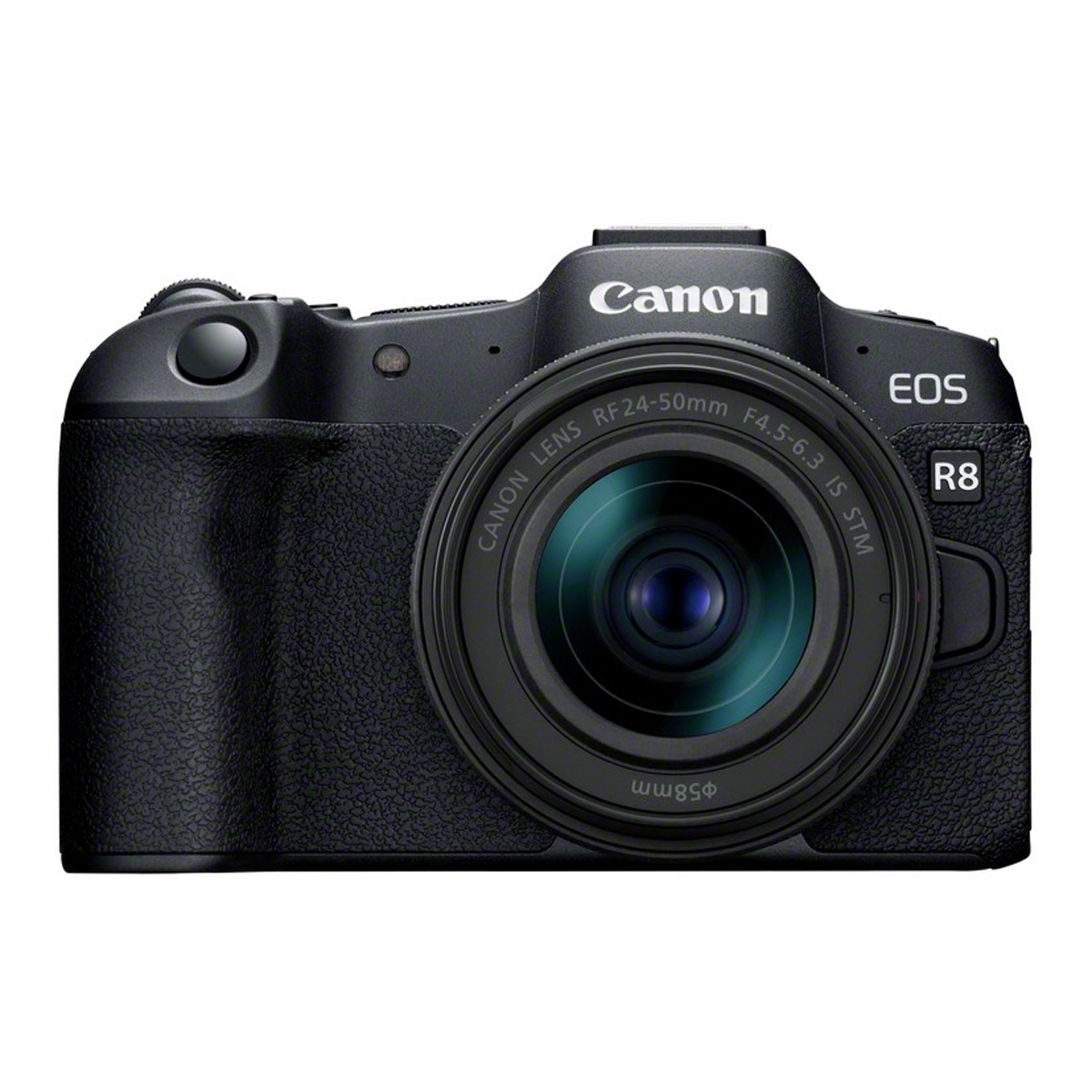 Canon EOS R8 spiegellose Vollformatkamera mit Objektiv in Frontansicht