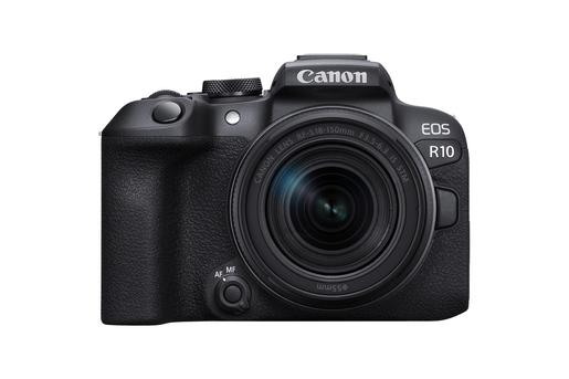 Canon EOS R10 spiegellose APS-C-Systemkamera mit Objektiv in Frontansicht