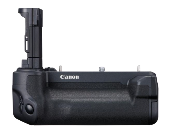 Canon Batteriegriff in Schwarz – Seitenansicht mit Hochformat-Auslöser und Bedienelementen