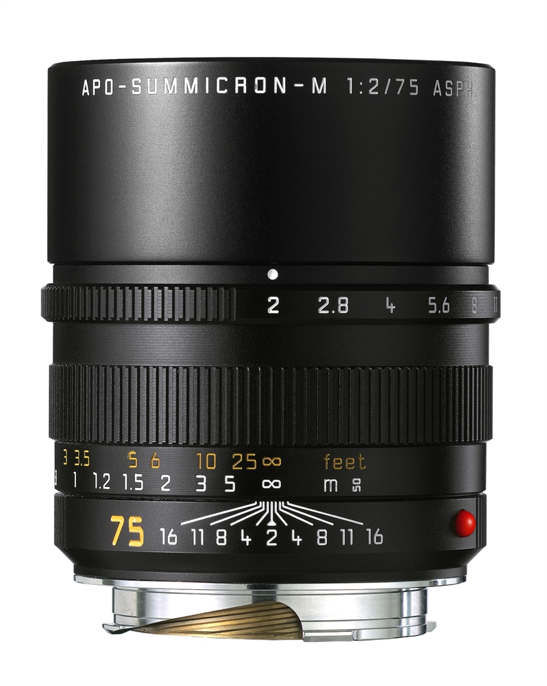 Leica APO-Summicron-M 75 mm f/2 ASPH. Objektiv in Schwarz – Seitenansicht