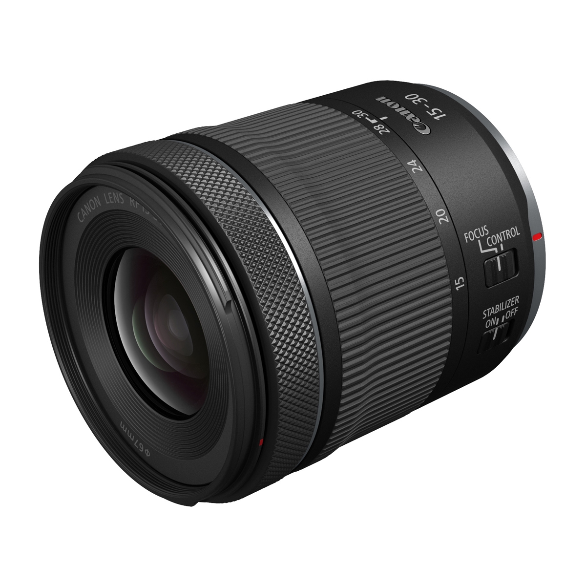 Canon RF 15–30 mm Weitwinkel-Zoomobjektiv in Seitenansicht