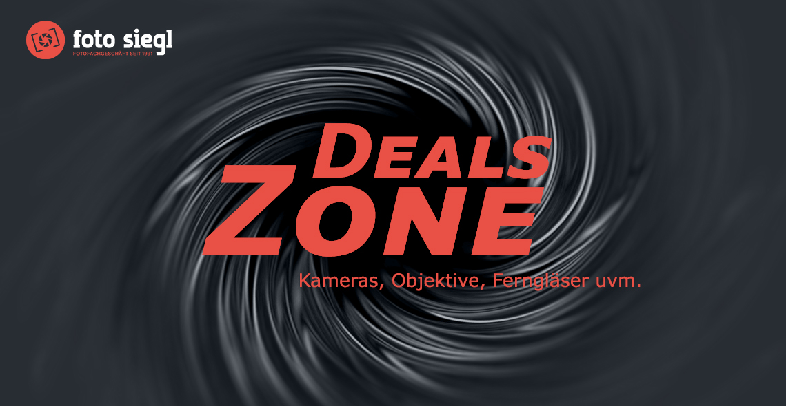 grauer Hintergrund mit einem Strudel, indem eine rote Schrift eingesogen wird. Auf dieser steht: Deals Zone. oben links ist das Foto Siegl Logo abgebildet