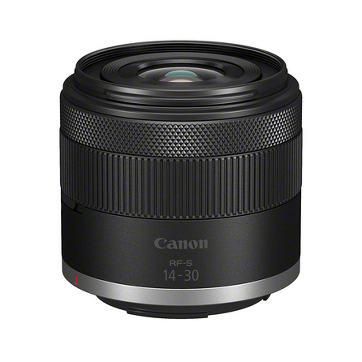 Canon RF-S 14–30 mm Zoomobjektiv in Schwarz mit breitem Zoomring und kompaktem Gehäuse auf weißem Hintergrund.