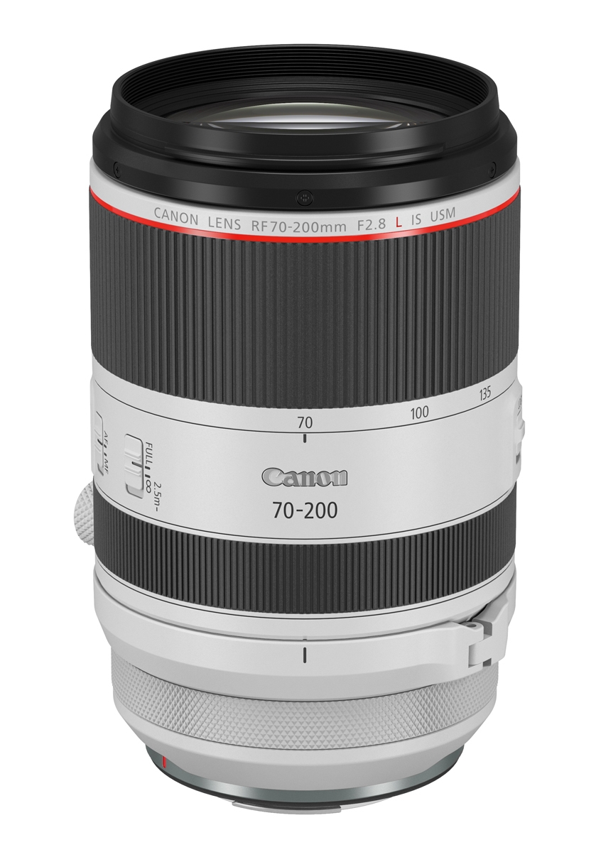 Canon 70-200mm Telezoom-Objektiv in Weiß mit rotem L-Serie-Ring