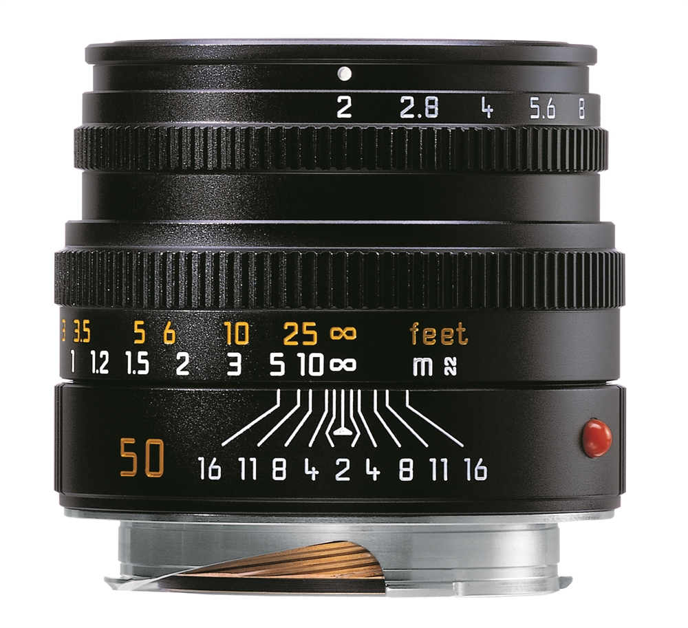 Leica Summicron-M 50 mm f/2 Objektiv in Schwarz – Seitenansicht