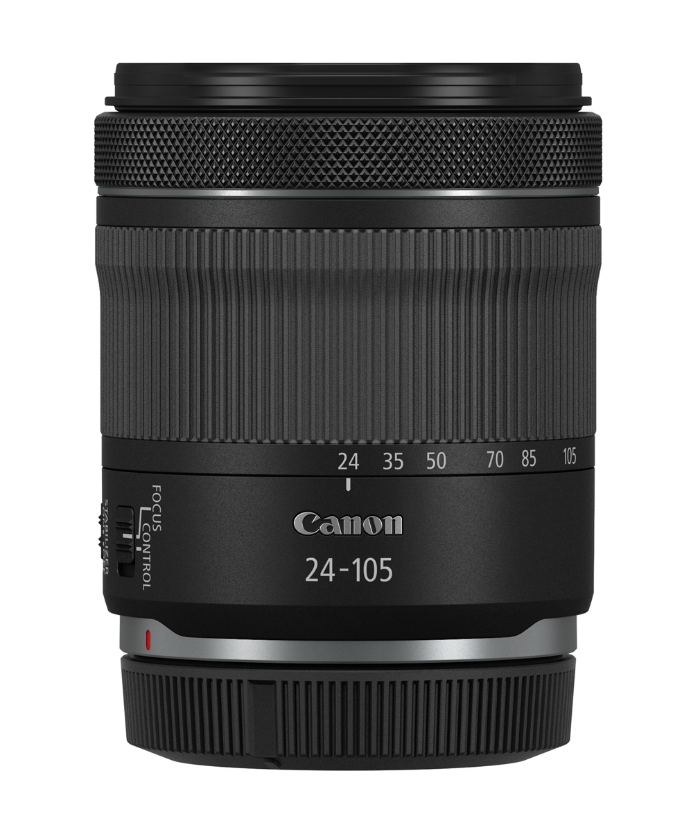 Canon RF 24-105mm Zoomobjektiv in Schwarz – Frontansicht