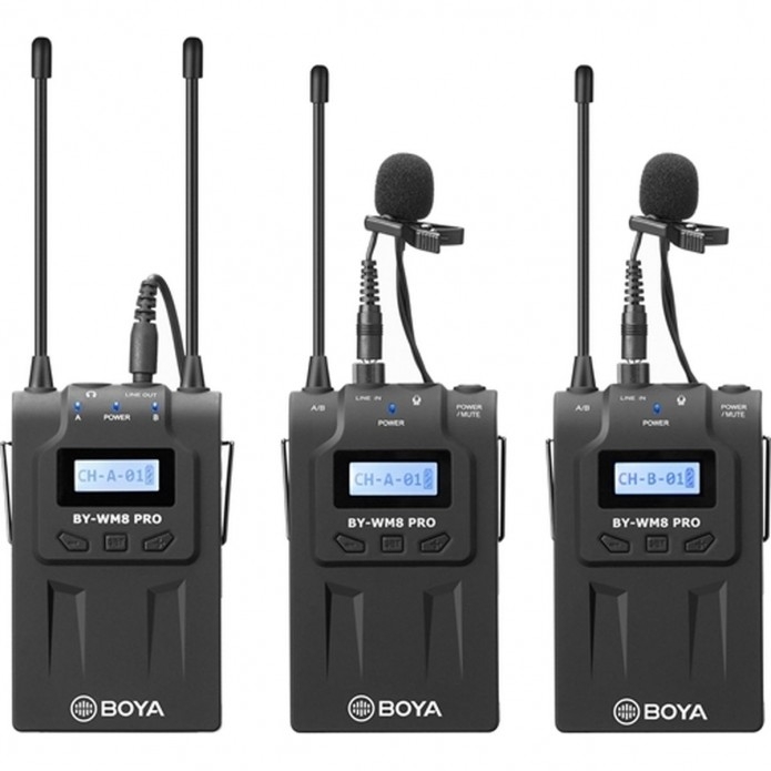 BOYA BY-WM8 PRO K2 UHF Funkmikrofon Set – Dual Channel Wireless Lavalier System