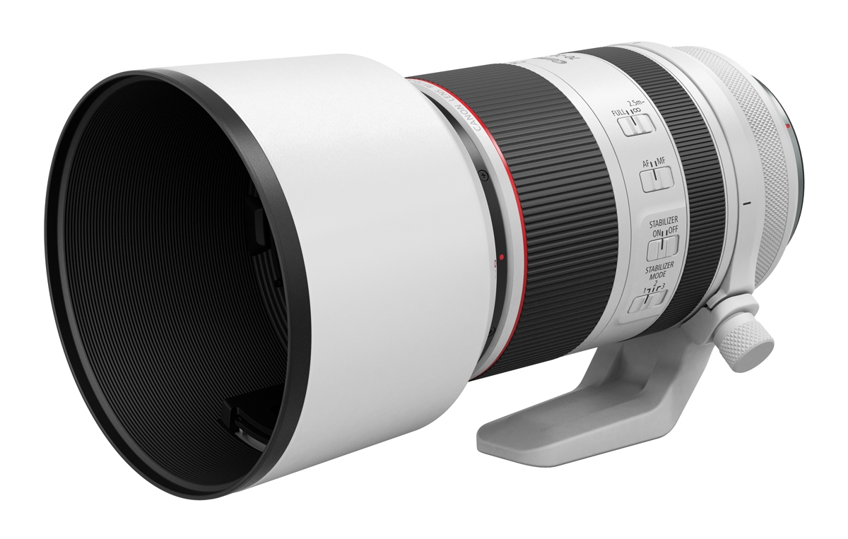 Canon 70-200mm Telezoom-Objektiv mit Gegenlichtblende und Stativschelle