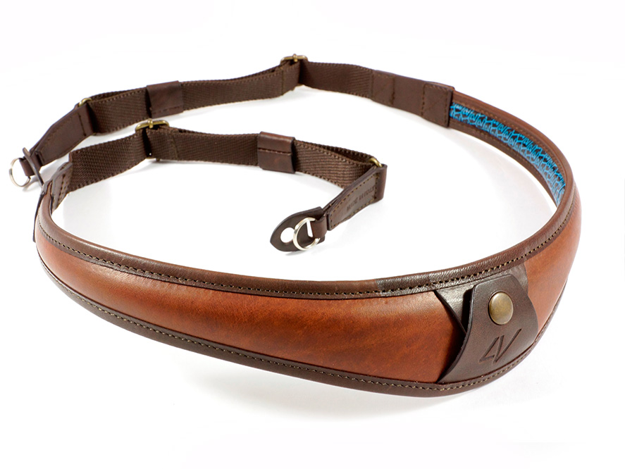 4V Design Large Neck Strap ALA - Ring Fit - Canvas, Tuscany Leather -brown (K)