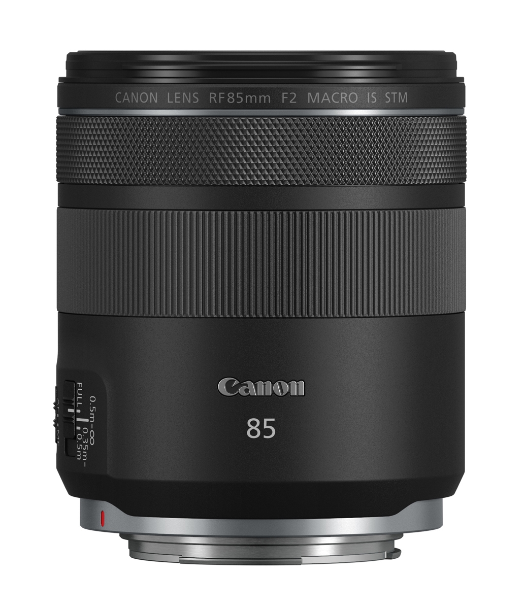 Canon RF 85mm F2 Macro IS STM Objektiv in Schwarz – Frontansicht