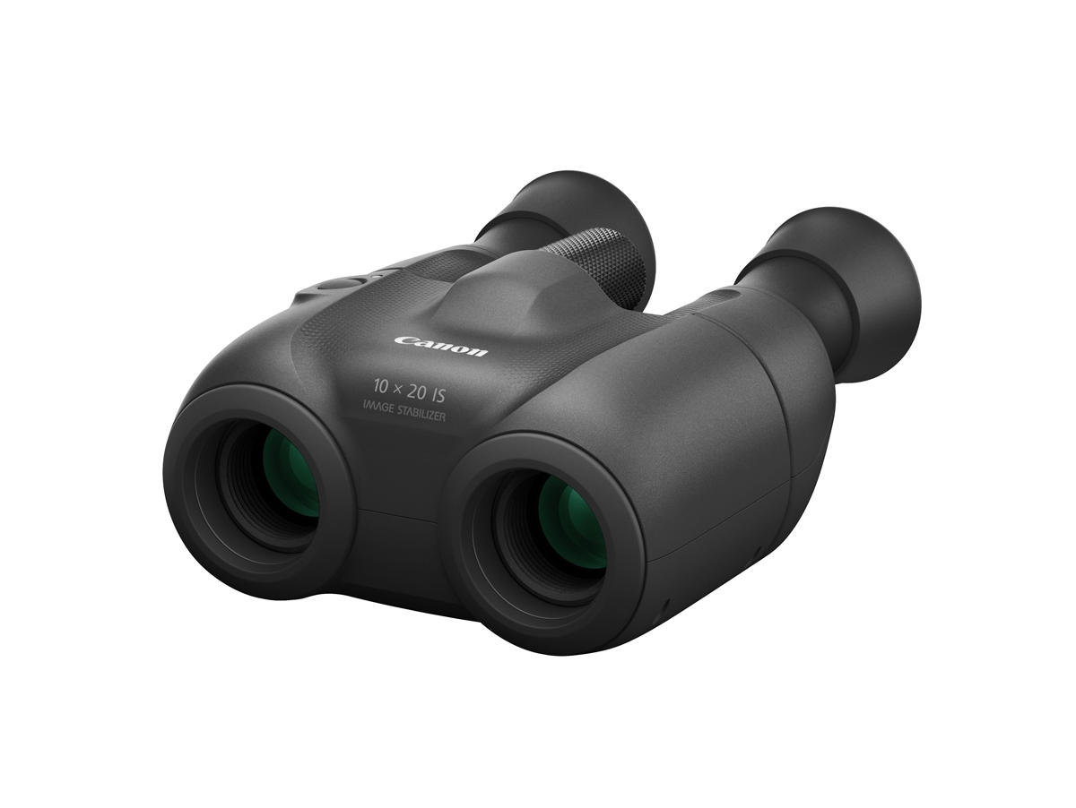 Canon Fernglas in Schwarz – Vorderansicht mit zwei Objektiven und Okularen